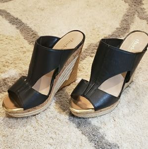 Black sandal wedges